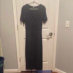 Amazon Essentials Navy Blue Short-Sleeve Wrap-Style Maxi Dress